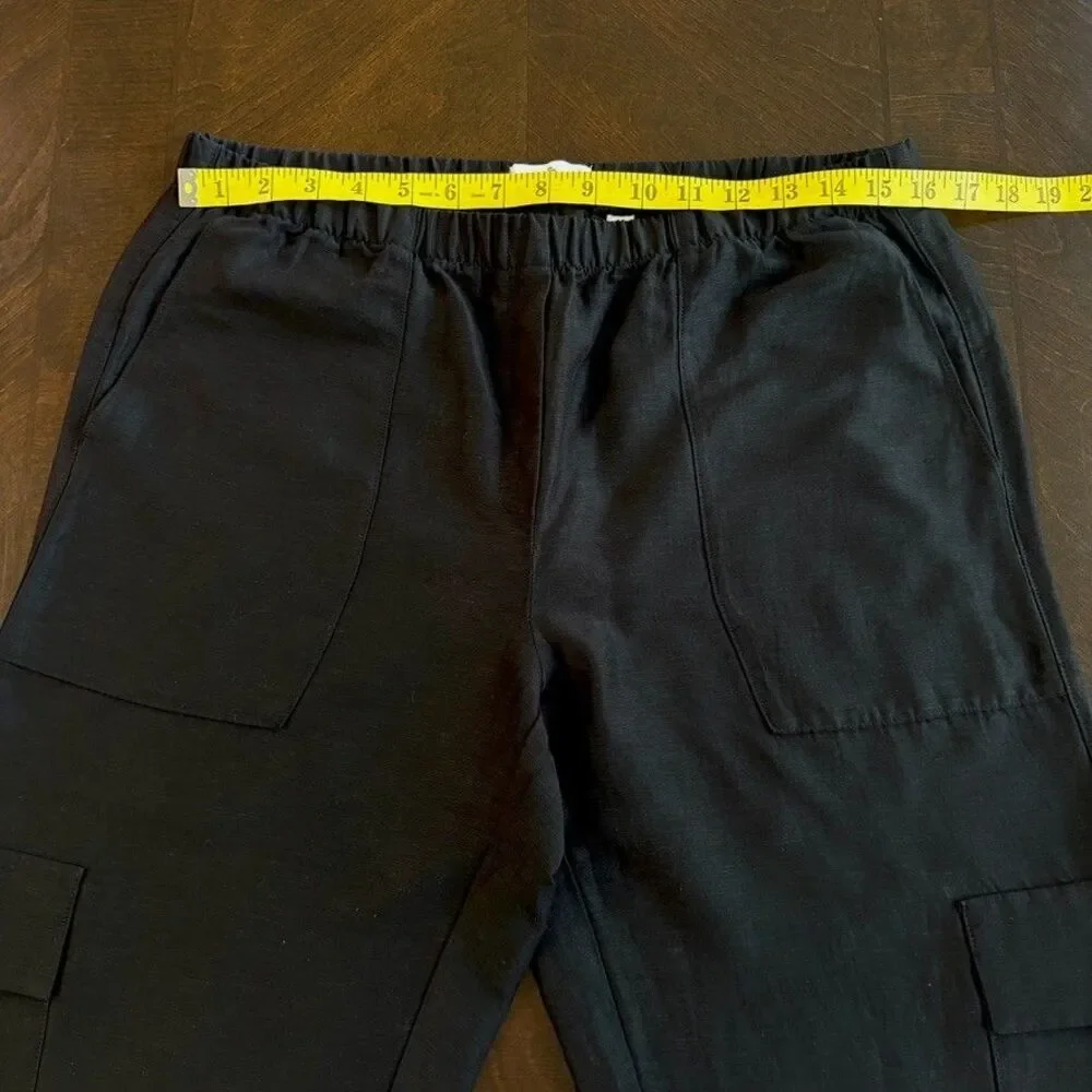 Aritzia Babaton Pants Titan Cargo Linen Blend Pull On Sz 10 Minimalist Utility